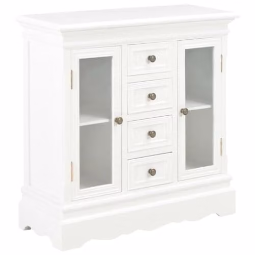 Aparador Helloshop26 de madera de pino maciza en color blanco para salón o dormitorio, Ancho: 70 cm