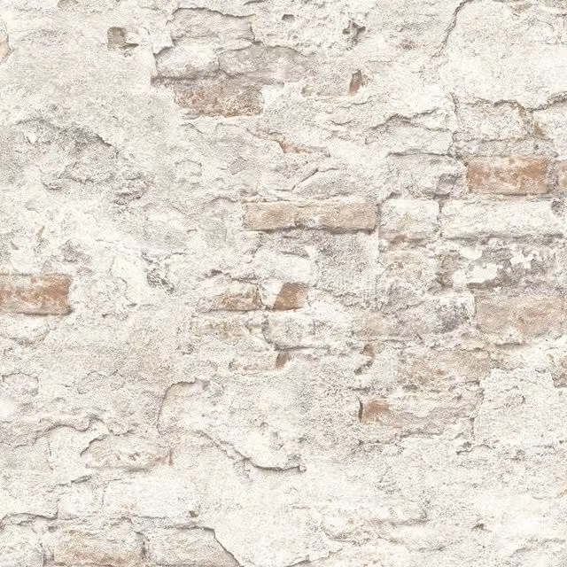 Papel pintado TNT Rasch Loft 3 con diseño industrial de ladrillo y cemento en gris, beige y blanco