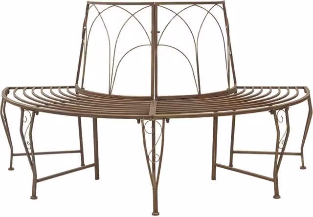 Banco de árbol SYFAX para 4 personas en acero con acabado mate color bronce An/P/Al: 160 x 80 x 89 cm