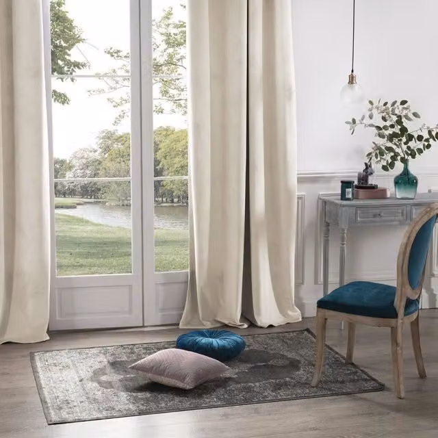 Cortina opaca Dolce de Atmosphera en terciopelo color marfil An/Al: 140 x 260 cm