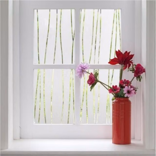 Lámina Autoadhesiva para Ventanas ENOWELIR con Diseño de Rayas Abstractas, Color Blanco, An: 45 cm, Al: 200 cm