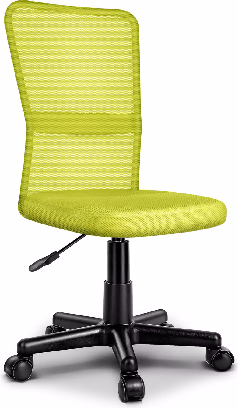 Silla de oficina giratoria ergonómica Tresko con ruedas para suelos duros y altura regulable en color verde claro
