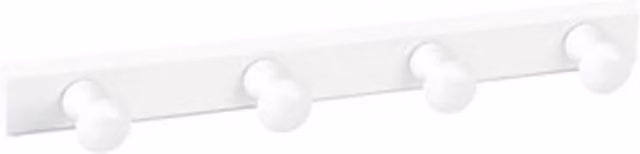 Perchero de pared NESU de madera de pino lacada blanca con 4 pomos, An/P/Al: 48,5 x 5,0 x 7,2 cm