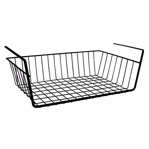 Cesta de almacenamiento de malla metálica MSV en color negro, An/P/Al: 37 x 25,5 x 10 cm