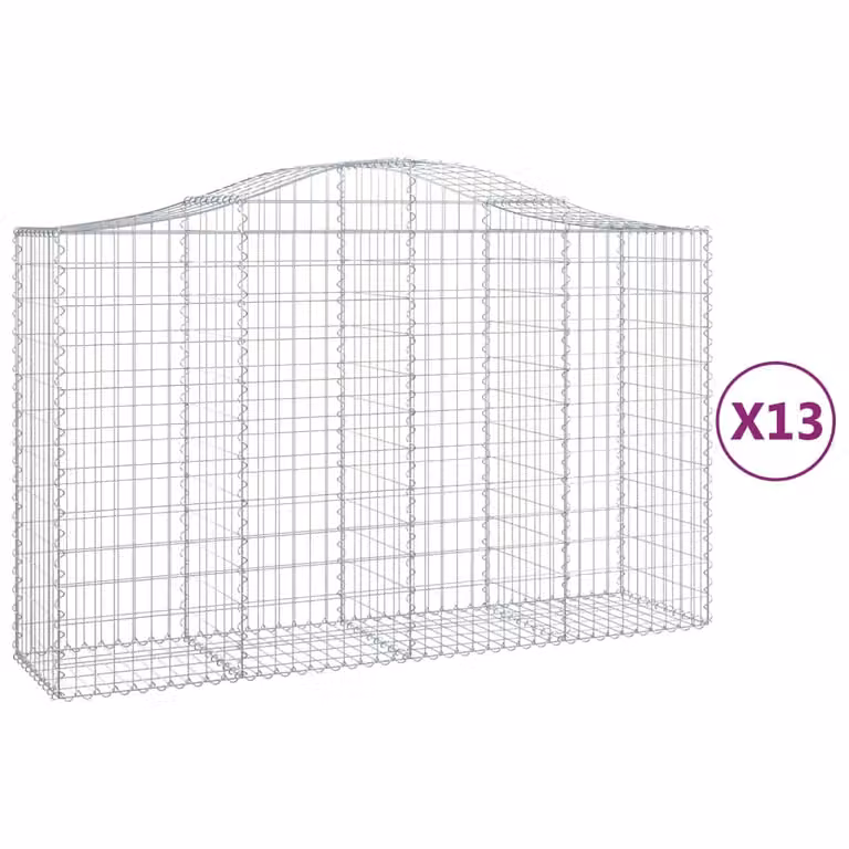 Set de 13 cestas gaviones Syfax de hierro galvanizado color plata con forma de arco, An/P/Al: 200 x 50 x 140 cm