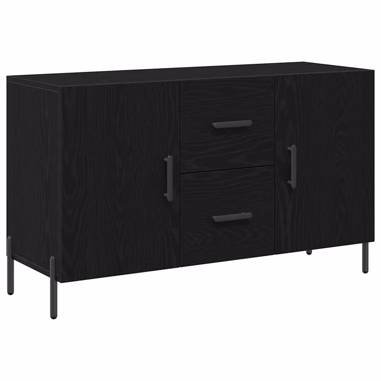 Aparador moderno vidaXL en color negro y roble, fabricado en madera de ingeniería y metal, An/P/Al: 100 x 36 x 60 cm