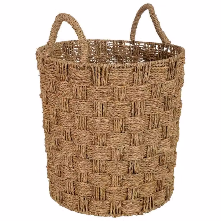 Canasto de junco marrón Wanderlust deco con asas para salón, dormitorio o baño, An/P/Al: 40 x 40 x 40 cm