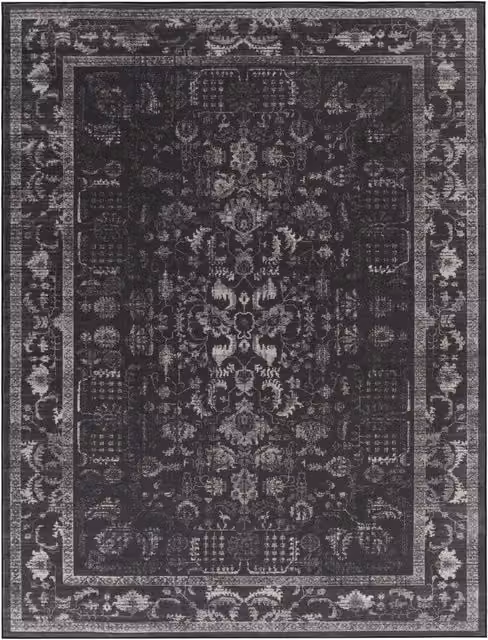 Alfombra lavable Sami de estilo vintage y oriental en color antracita, An: 160 cm, Al: 220 cm