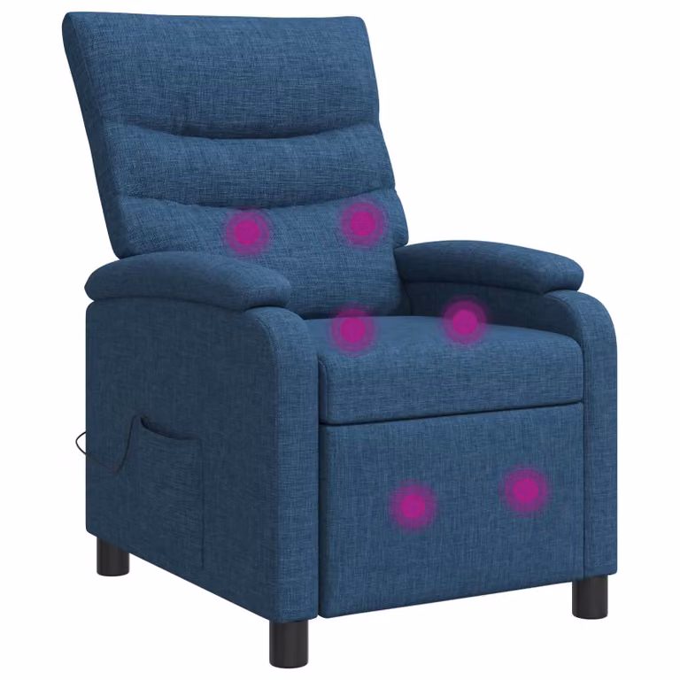 Silla de masajes reclinable vidaXL en azul con acabado de tela y diseño moderno para adultos
