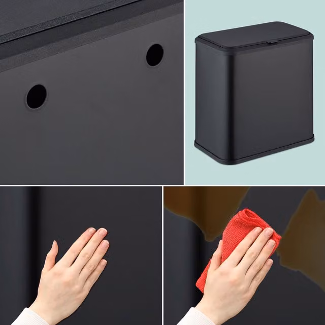 Papelera suspendida de pared NORTHIO en plástico negro con cubo interior extraíble