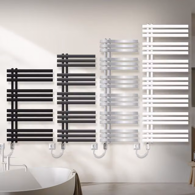 Radiador Toallero de Baño Ecd Germany Iron Em Blanco con Varilla Calefactora de 600W, An/Al: 50 x 100 cm