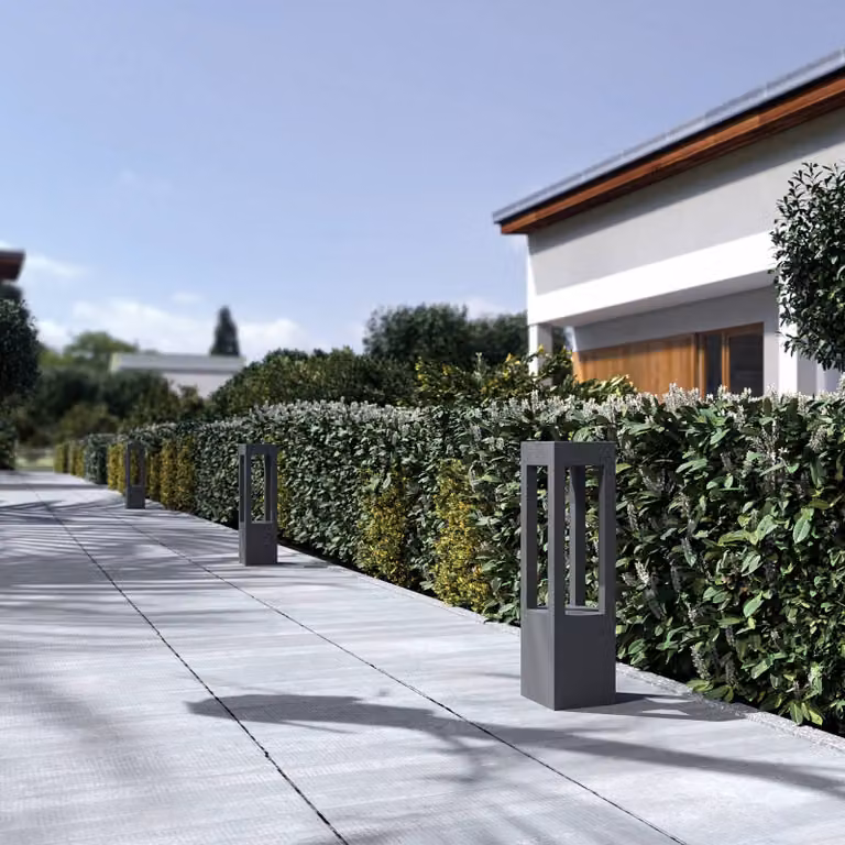 Bolardo LED Arcchio de aluminio y cristal gris para jardín con protección IP65, Altura: 60 cm