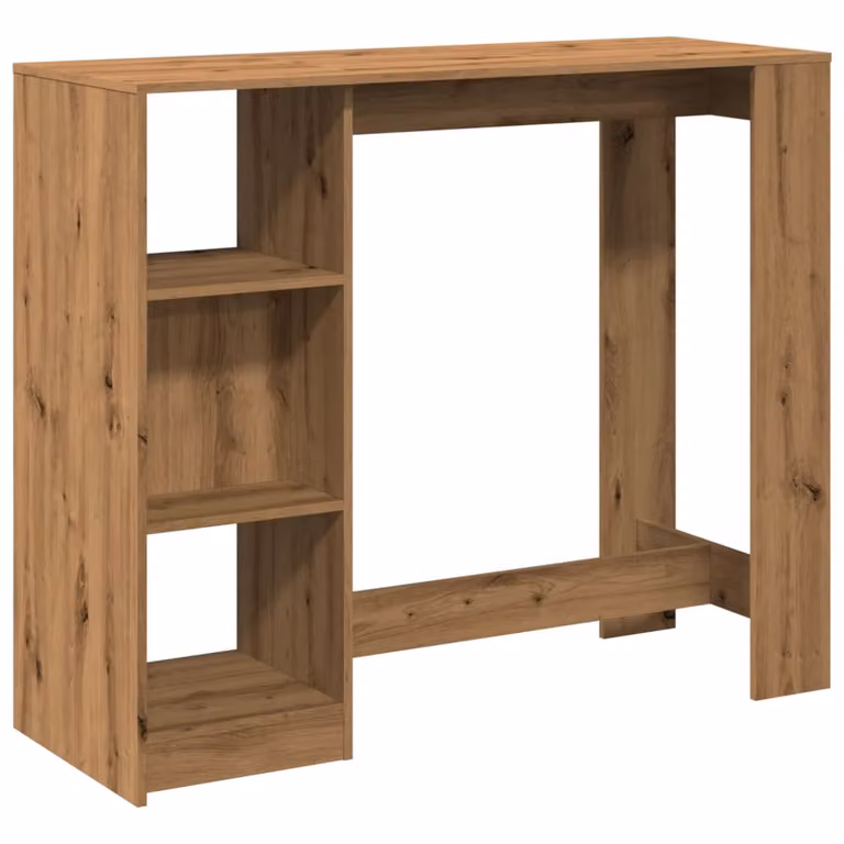 vidaXL Mesa bar moderna con estante de madera roble color marrón An/P/Al: 124 x 46 x 103,5 cm