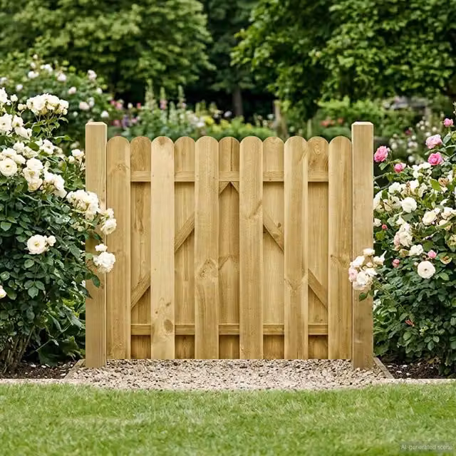 Puerta de jardín de madera de pino maciza vidaXL color verde o marrón An/Al: 100 x 100 cm