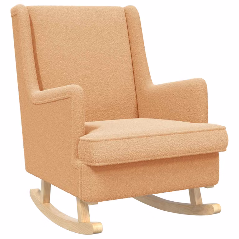Mecedora vidaXL en color beige con tejido bouclé y estructura de madera y metal, An/P/Al: 62 x 80 x 85 cm