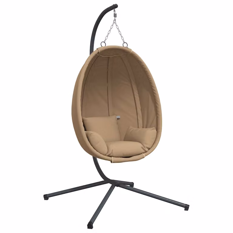 Silla colgante huevo vidaXL con soporte de acero y tela en color gris taupe
