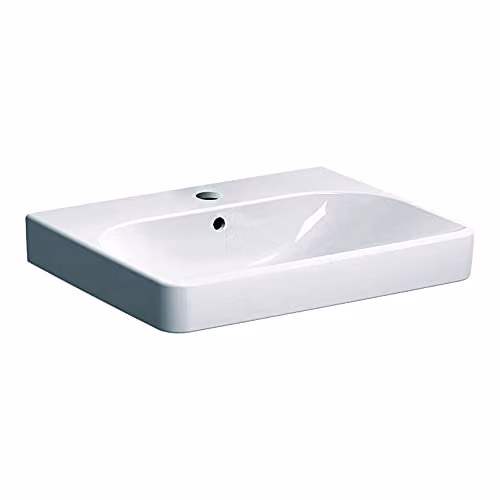 Lavabo cuadrado de cerámica Geberit Smyle con rebosadero, color blanco, An/P/Al: 60 x 48 x 16,5 cm