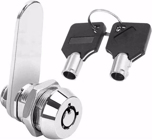 Cerradura tubular de leva Elle con rosca y llaves, perno de seguridad de cilindro en color plata para puertas, cajones o armarios, 16 mm