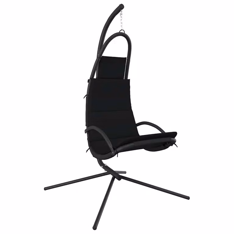 Silla colgante de jardín tipo huevo vidaXL con cojín en acero negro y tela Oxford para exterior