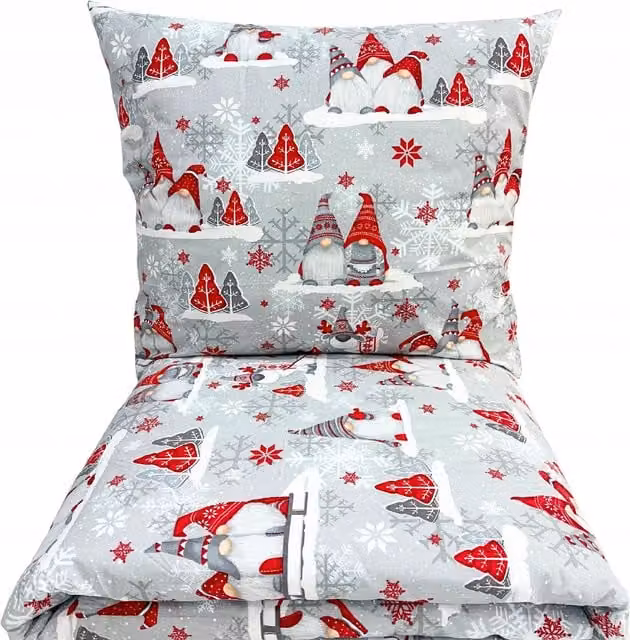 Juego de ropa de cama navideño Doratex de 3 piezas en algodón, incluye funda nórdica y fundas de almohada, colores rojo, blanco y gris, An/P/Al: 160 x 200 cm