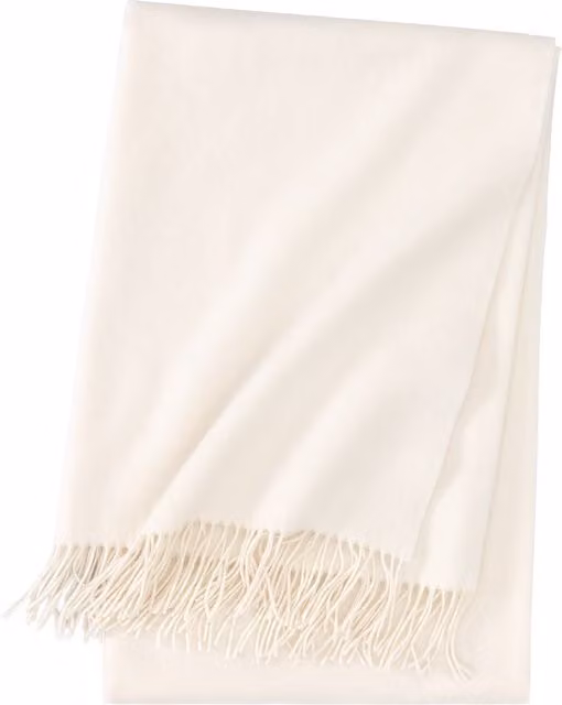 Manta decorativa de lana Club Yves Delorme con flecos, color blanco, An/P/Al: 170 x 130 x 1 cm