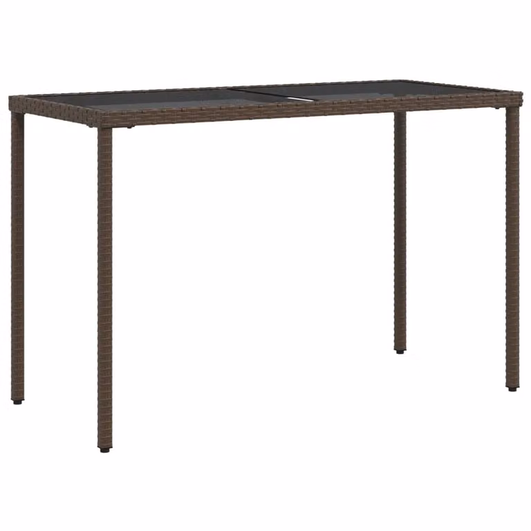 Mesa de jardín Syfax de ratán con superficie de vidrio, color marrón, An/P/Al: 115 x 54 x 74 cm