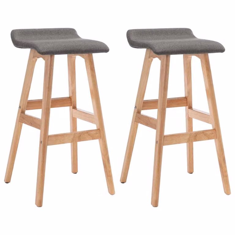 Set de 2 taburetes de cocina Syfax en tela gris oscuro y madera de haya de estilo moderno