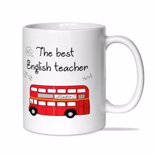 Taza de cerámica Linformal The Best English Teacher para profesor de inglés, color blanco, 350 ml