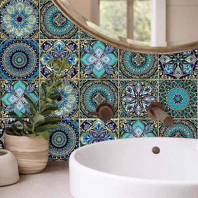 Adhesivos de pared modernos NEBELMEER con diseño floral multicolor y material EVA repelente al agua para niños