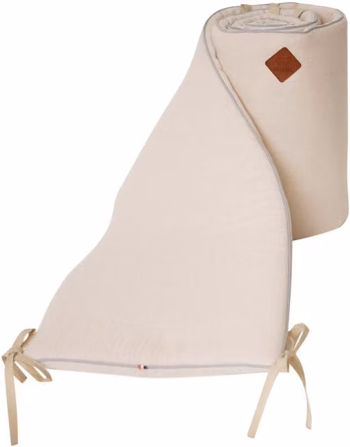 Protector de cuna reversible para bebé de muselina de algodón Sevira Kids en color beige