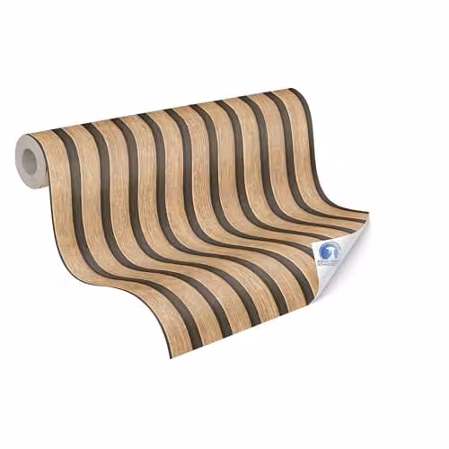 Papel pintado no tejido preencolado Livingwalls DESIGNDROP con efecto madera en marrón y beige, An: 0,53 m, Al: 10,05 m