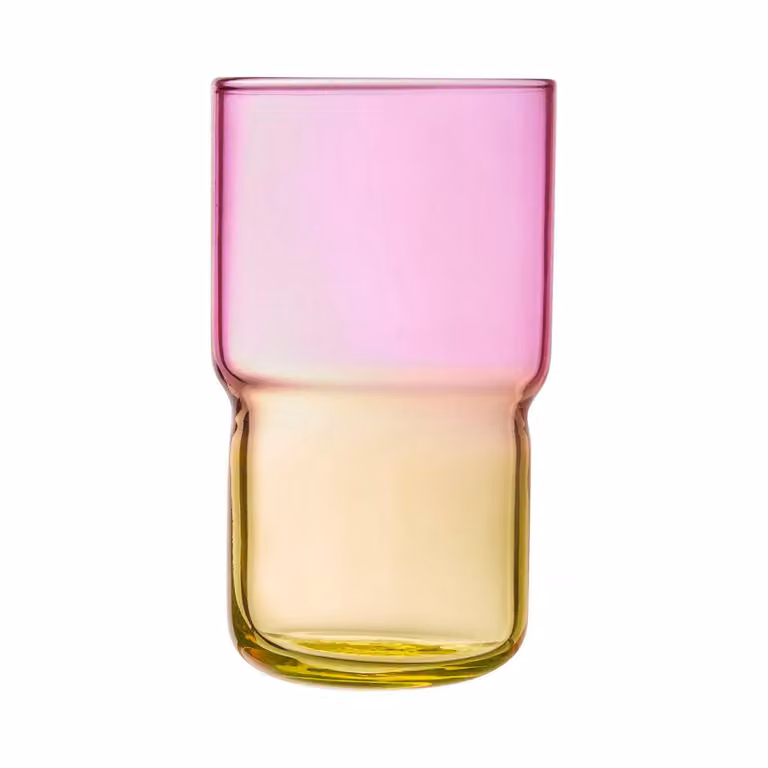 Set de 6 vasos altos de vidrio Luminarc Candy Mix bicolor amarillo y rosa de 320 ml