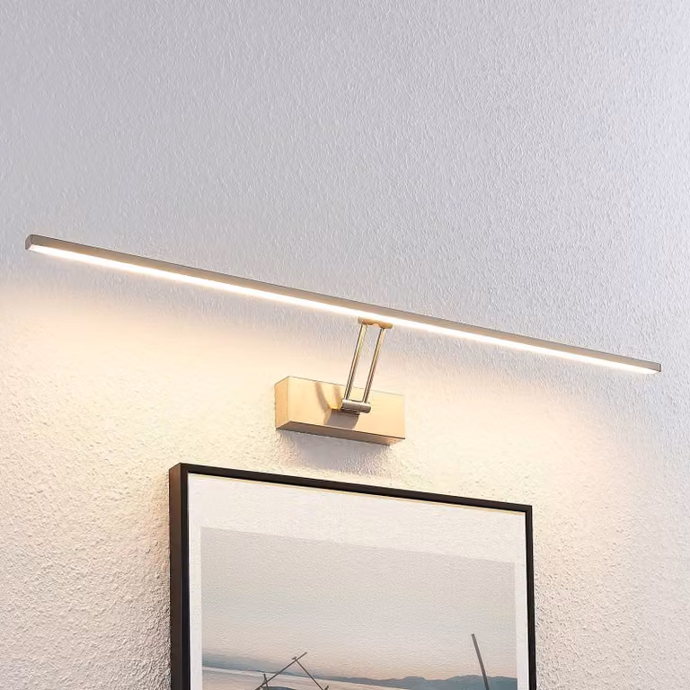 Lámpara LED de pared Lucande Thibaud para cuadros en color plata, Ancho: 84 cm