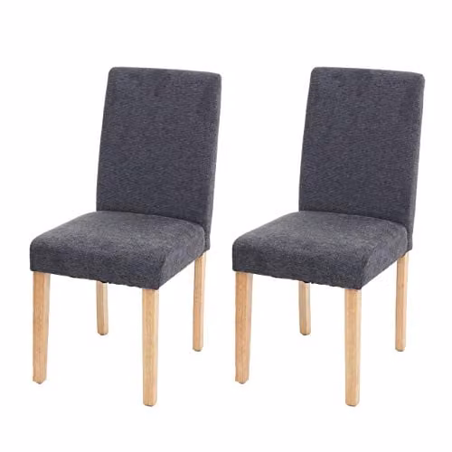 Juego de 2 sillas de comedor Mendler Littau en textil gris antracita y patas de madera clara