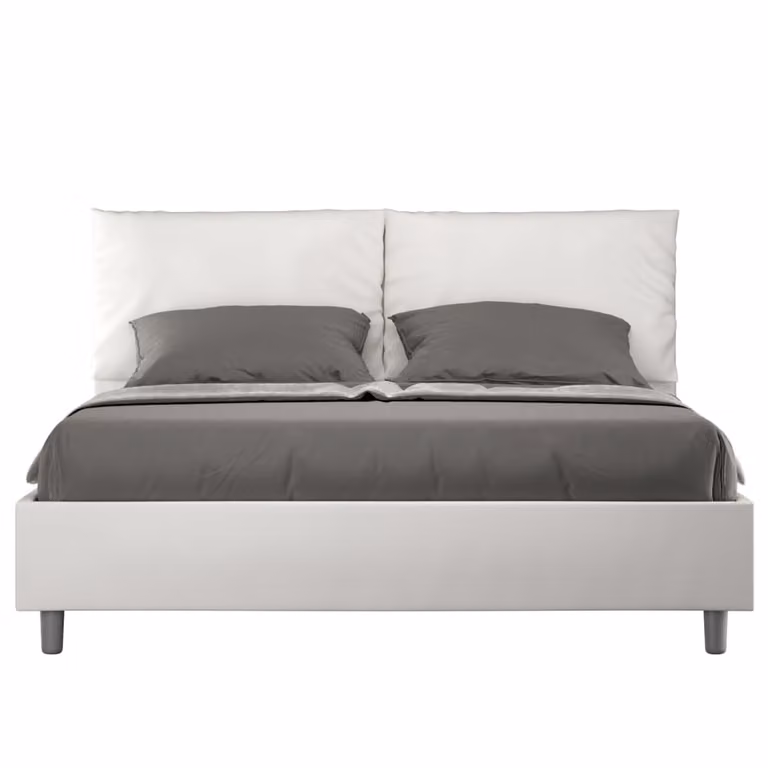 Canapé abatible Ityhome tapizado en cuero sintético blanco de 160 x 200 cm
