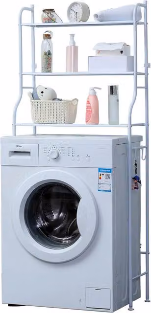 Estantería de almacenamiento Northix de 3 niveles para baño y lavadora en color blanco y acabado mate