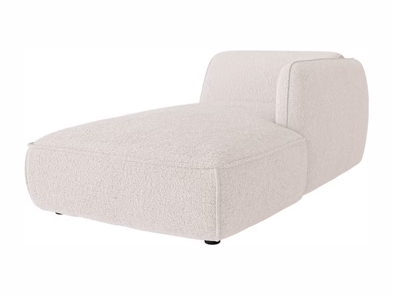 Diván fijo con reposabrazos Camilio de Maison Céphy en chenilla beige, An/P/Al: 165 x 120 x 74 cm