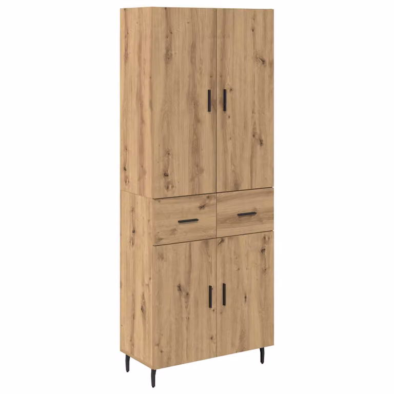 Set de 2 aparadores altos vidaXL en color roble artisan para salón o comedor, An/P/Al: 69,5 x 34 x 180 cm