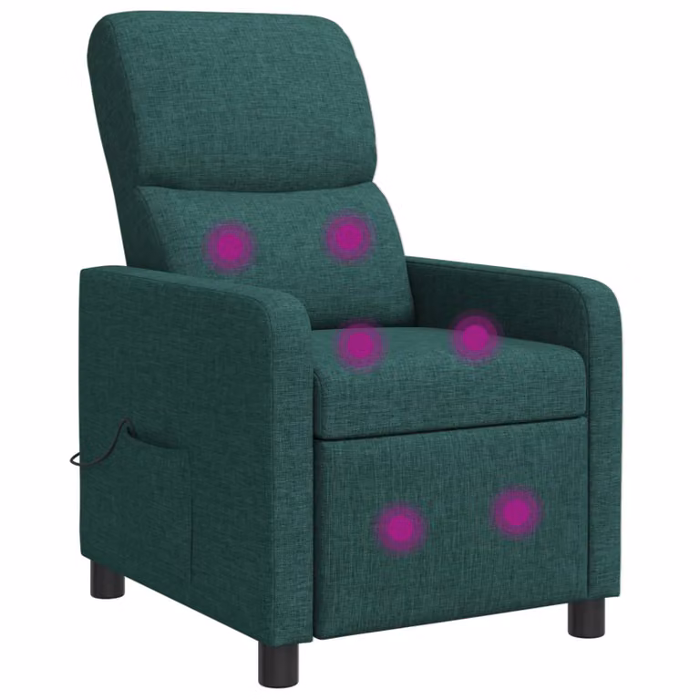 Silla de masajes reclinable vidaXL en verde oscuro con reposabrazos y diseño moderno para adultos