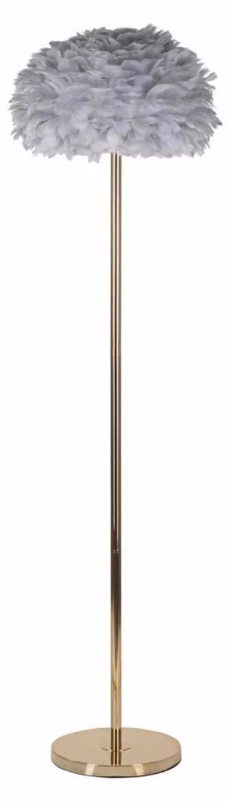 Lámpara de pie Feathers Slim de Kendra Home en gris y oro con estructura de metal y pantalla de tela, Altura: 170 cm