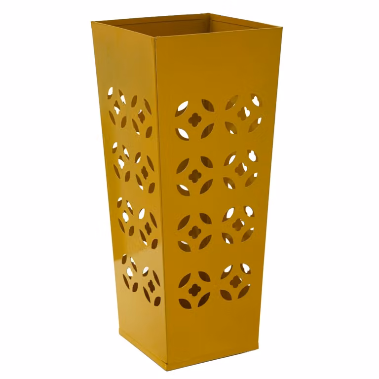Paragüero metálico Mauro Ferretti color amarillo con motivos geométricos An/P/Al: 20 x 20 x 48 cm