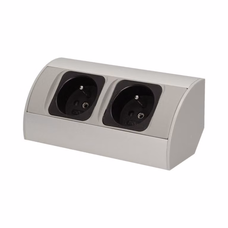 Enchufe empotrado ORNO de 2 tomas Schuko 230V IP20 en color gris/blanco/plata