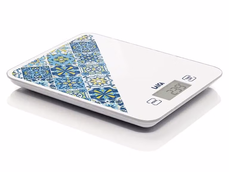 Báscula de cocina electrónica Laica KS5013 azul con cristal templado y cerámica, capacidad de 10 kg y precisión de 1 g
