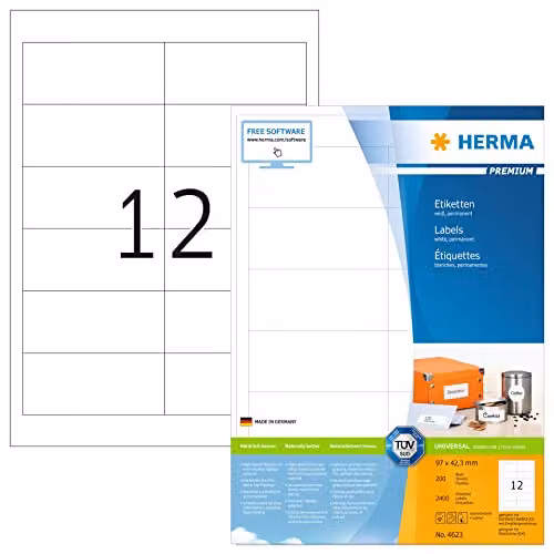 Etiquetas universales Herma SuperPrint 4623 blancas de papel reciclado para impresoras, An/Al: 96.5 x 42.3 mm