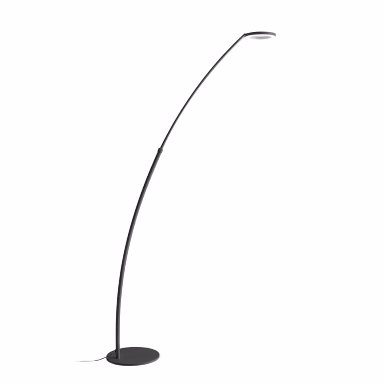 Lámpara de pie LED Gea Luce en aluminio negro con diseño ajustable para lectura, Al x An x P: 120 x 90 x 30 cm