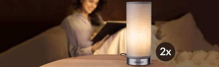 Set de 2 lámparas de mesa táctiles B2X en color gris y plata con bombillas LED de luz blanca cálida y regulador de intensidad