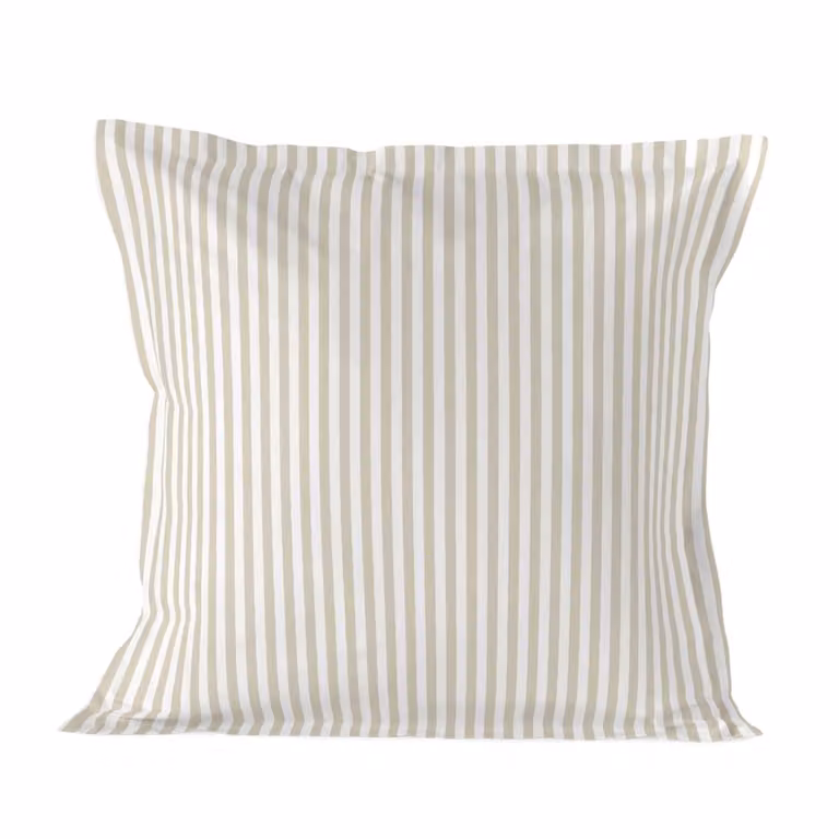 Funda de almohada Happyfriday de algodón con diseño de rayas en beige y blanco, 80 x 80 cm