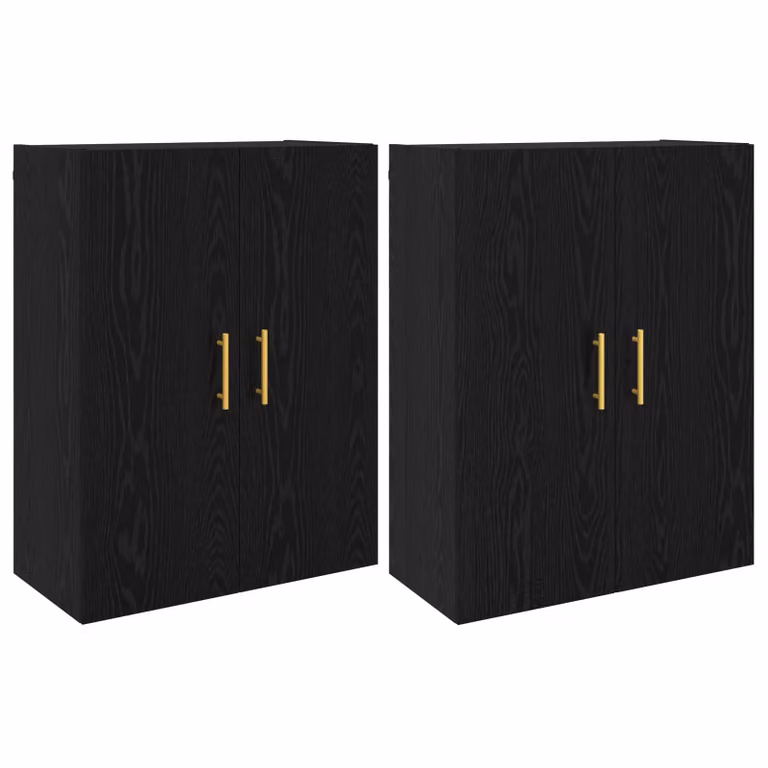 Set de 2 armarios de pared vidaXL en roble negro con acabado mate, An/P/Al: 69,5 x 34 x 90 cm