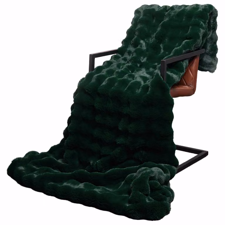 Pack de 4 mantas antideslizantes de pelo sintético Olite de vidaXL, color verde, An/P/Al: 220 x 150 x 4 cm