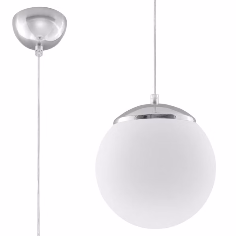 Lámpara de techo Sollux Lighting de estilo minimalista en blanco, cromo y vidrio, Altura: 110 cm